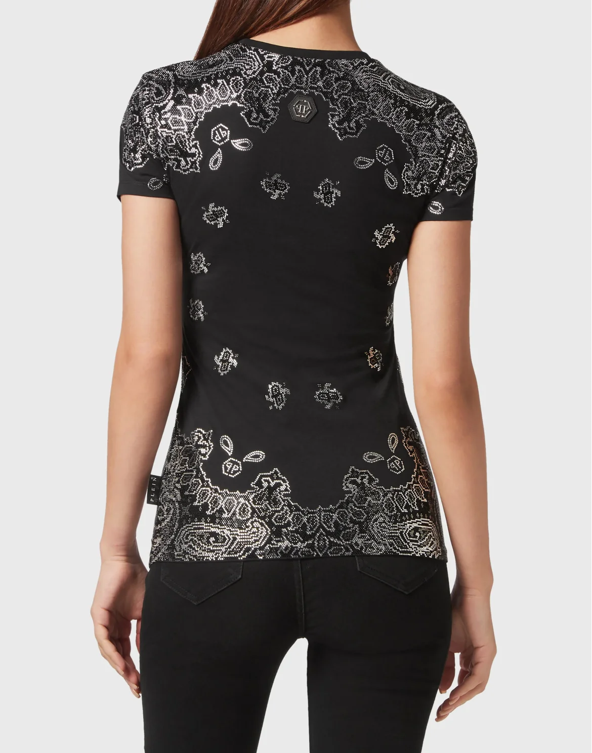 T-shirt Round Neck Sexy Pure Fit Paisley Bandana, цвет: Черный