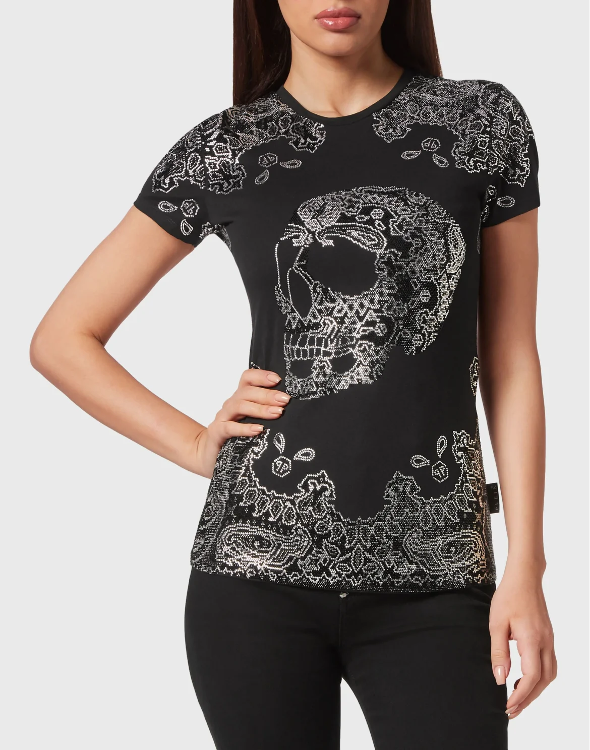 T-shirt Round Neck Sexy Pure Fit Paisley Bandana, цвет: Черный