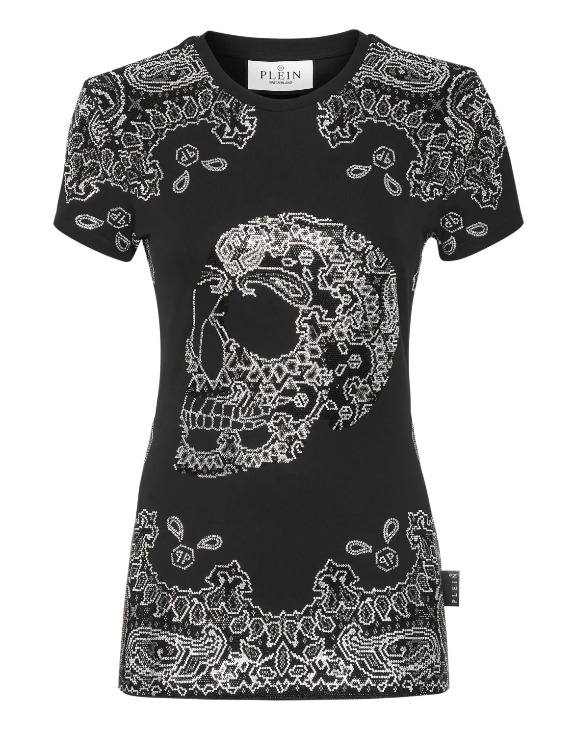 T-shirt Round Neck Sexy Pure Fit Paisley Bandana, цвет: Черный