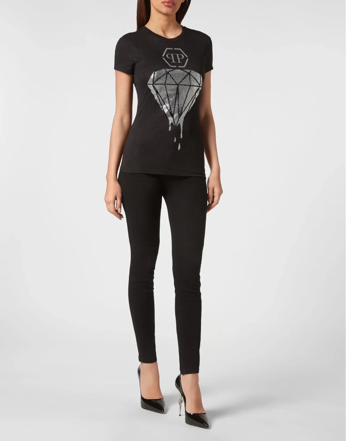 T-shirt Round Neck Sexy Pure Fit, цвет: Черный