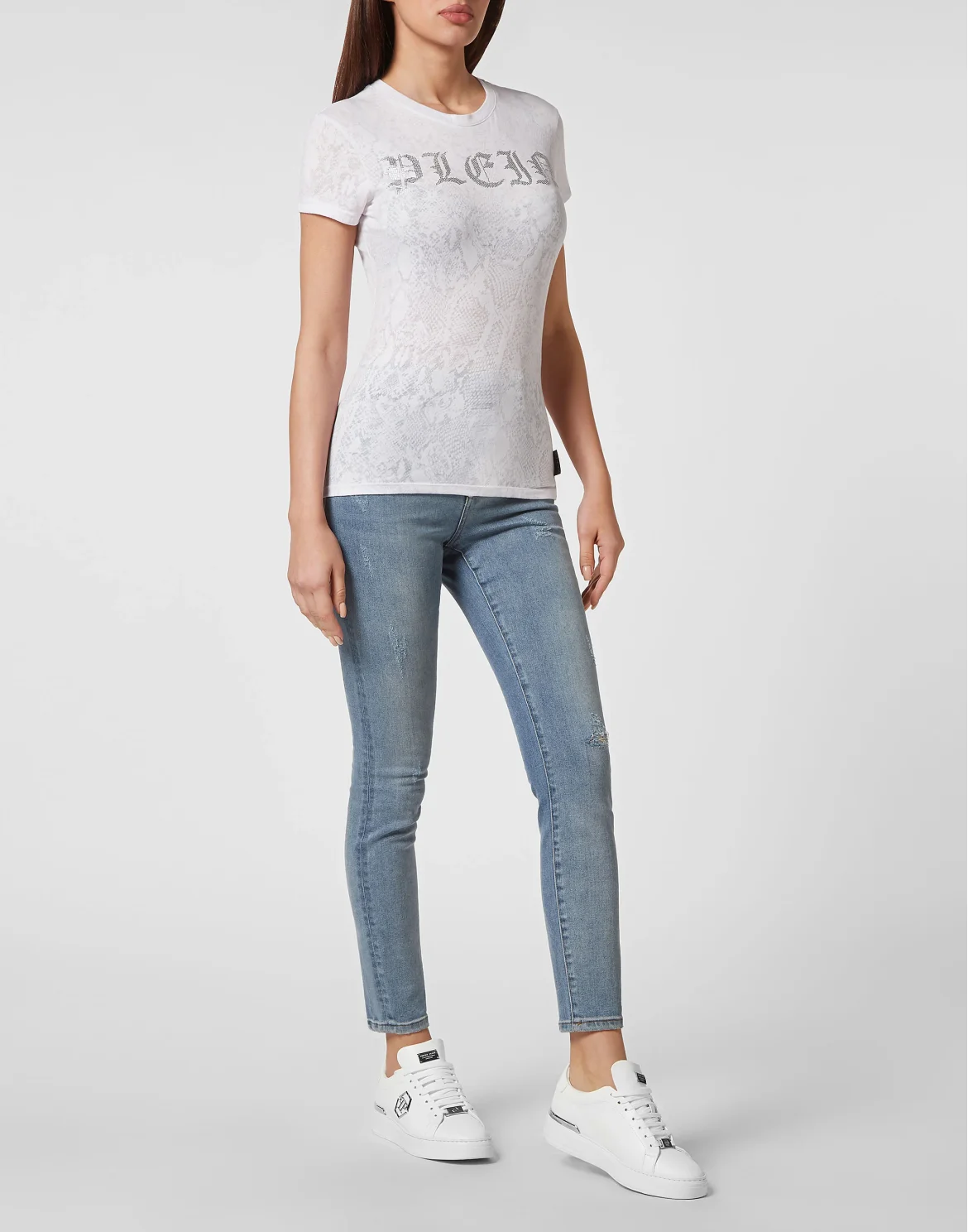T-shirt Round Neck Sexy Pure Fit Gothic Plein, цвет: Белый