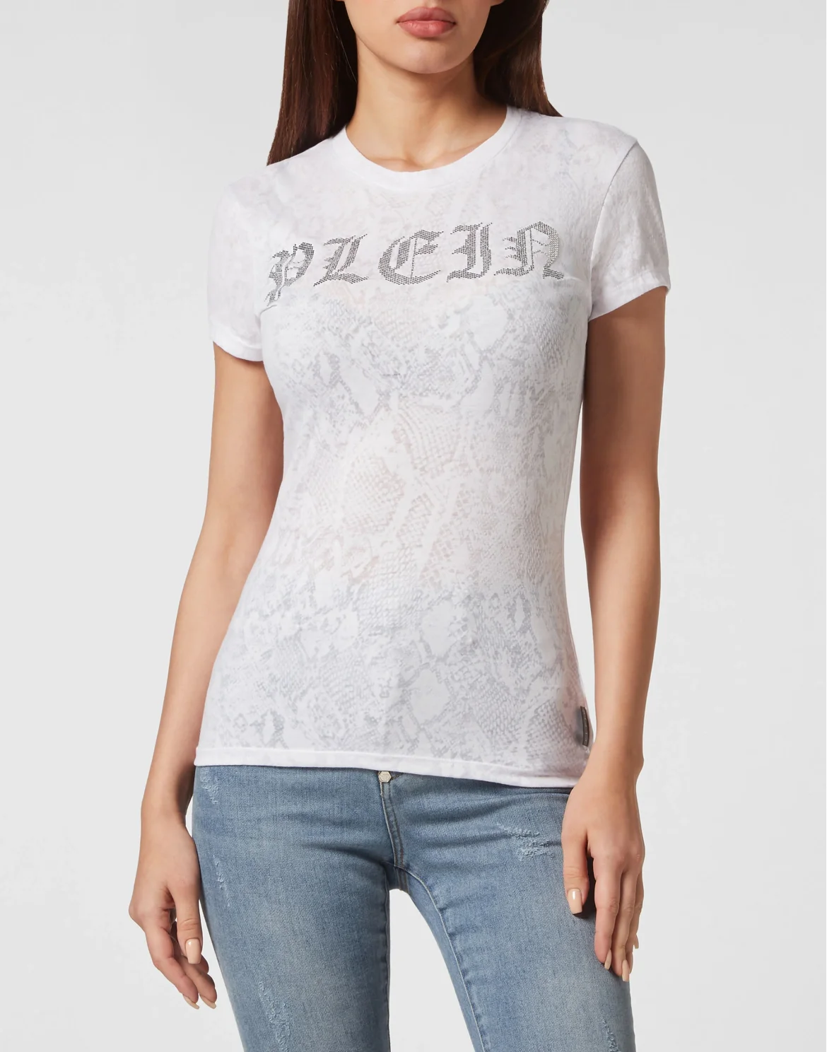 T-shirt Round Neck Sexy Pure Fit Gothic Plein, цвет: Белый