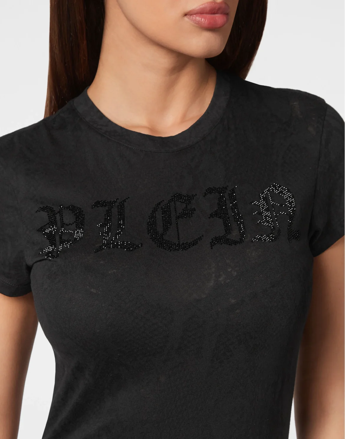 T-shirt Round Neck Sexy Pure Fit Gothic Plein, цвет: Черный
