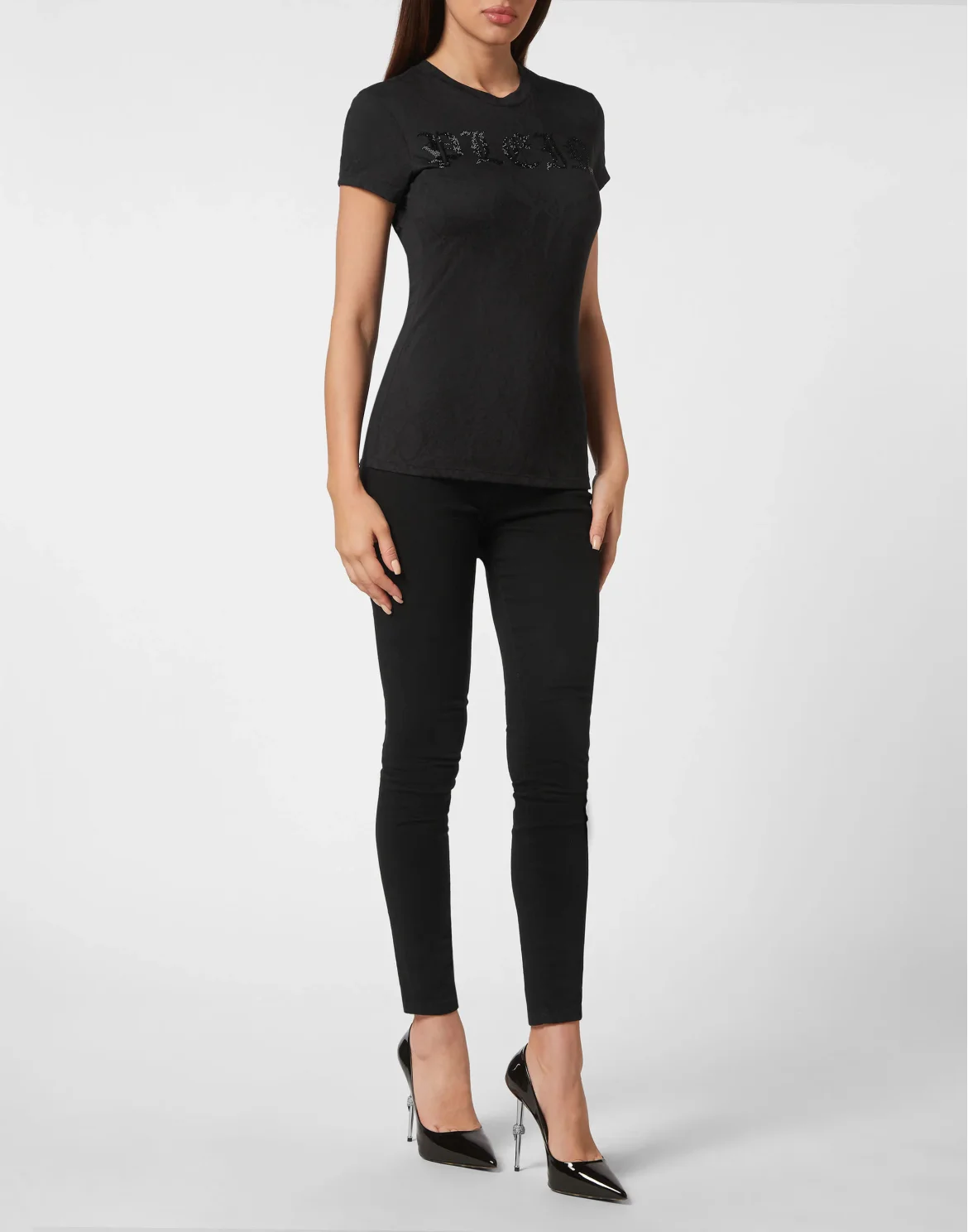 T-shirt Round Neck Sexy Pure Fit Gothic Plein, цвет: Черный