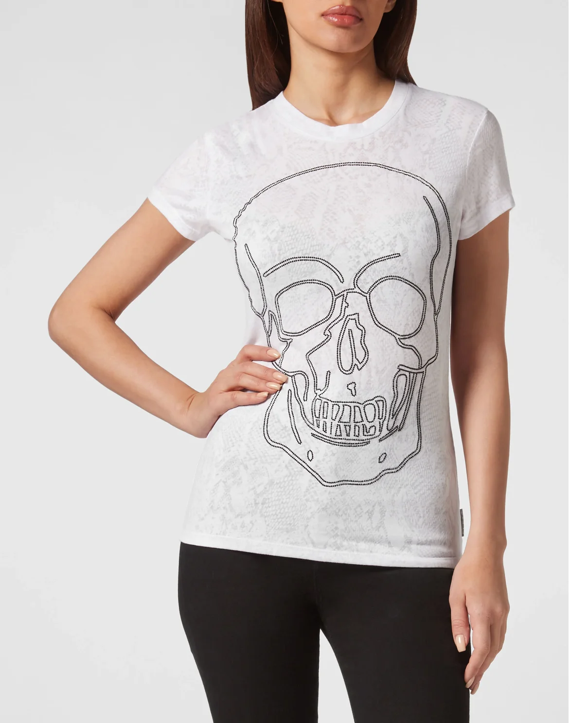 T-shirt Round Neck Sexy Pure Fit Skull, цвет: Белый