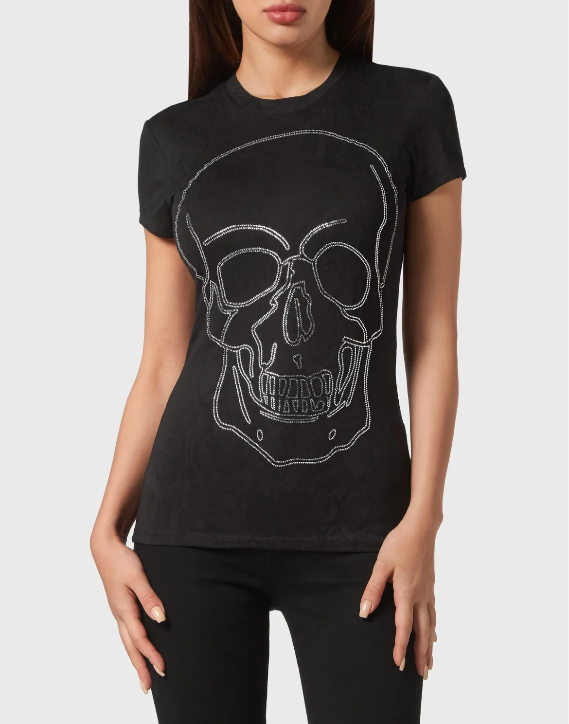 T-shirt Round Neck Sexy Pure Fit Skull, цвет: Черный