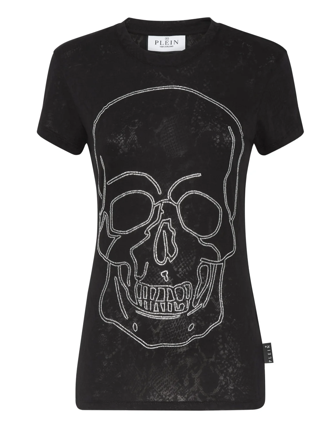 T-shirt Round Neck Sexy Pure Fit Skull, цвет: Черный