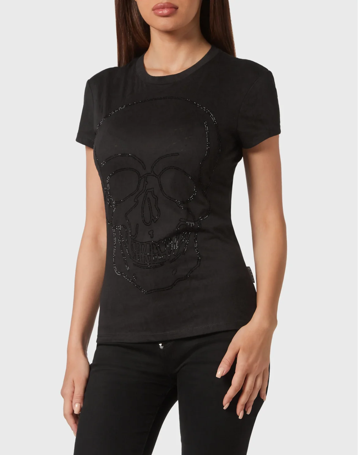 T-shirt Round Neck Sexy Pure Fit Skull, цвет: Черный