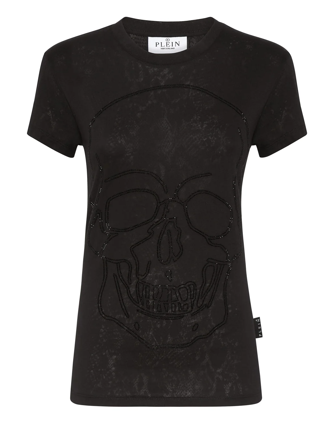 T-shirt Round Neck Sexy Pure Fit Skull, цвет: Черный