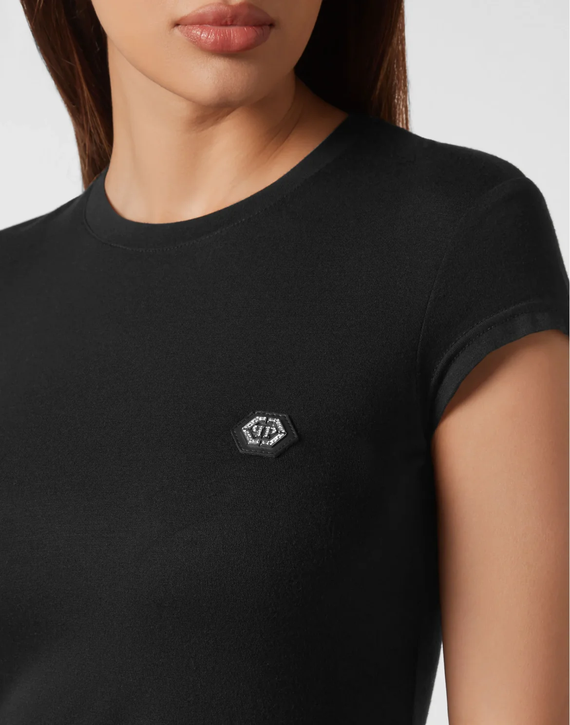 T-shirt Round Neck Sexy Pure Fit Hexagon, цвет: Черный