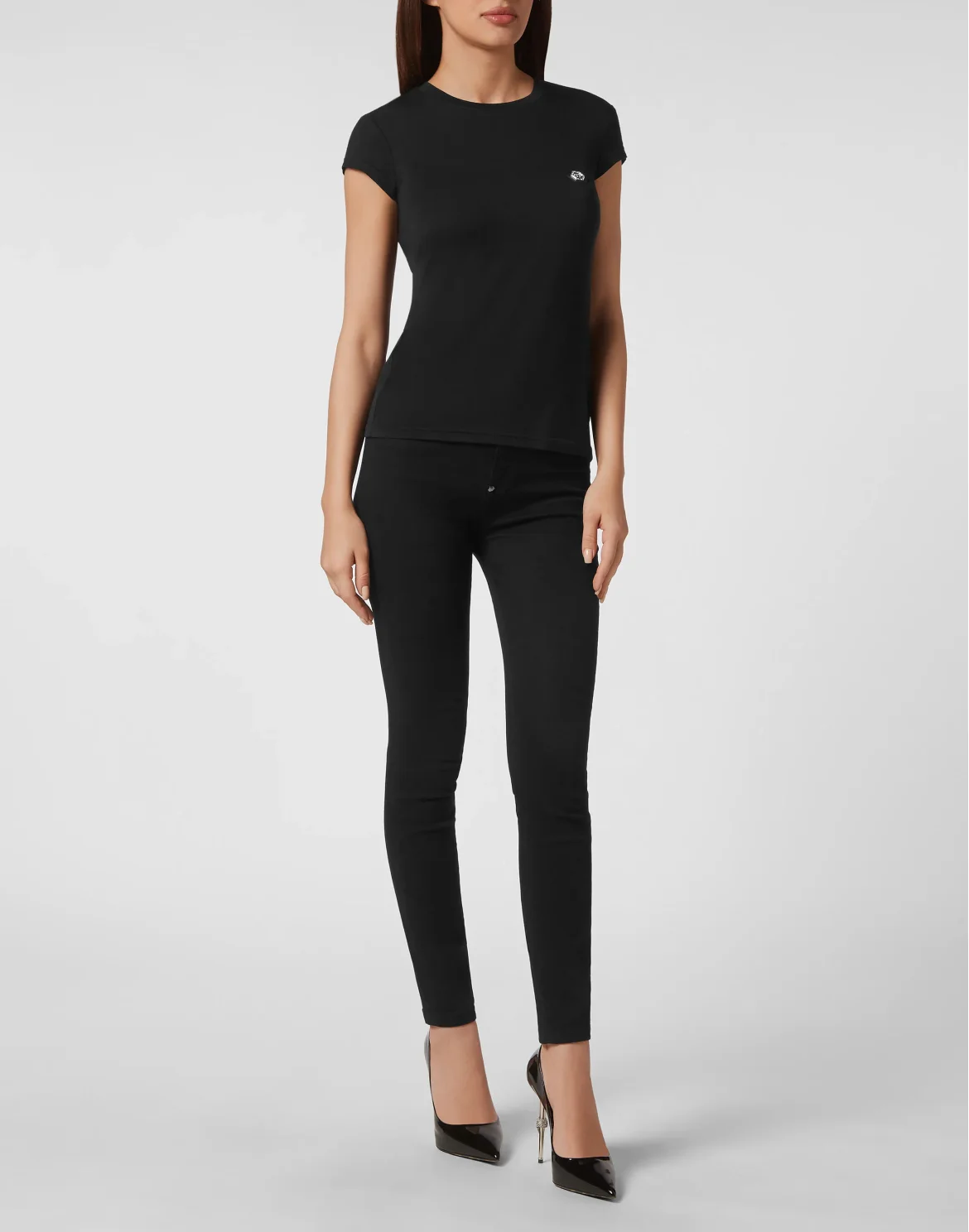 T-shirt Round Neck Sexy Pure Fit Hexagon, цвет: Черный