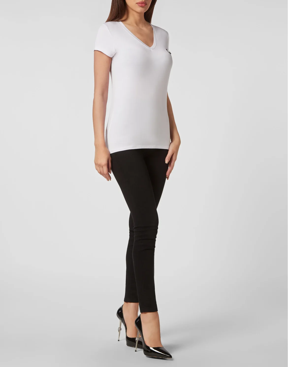 T-shirt V-Neck Sexy Pure Fit Hexagon, цвет: Белый