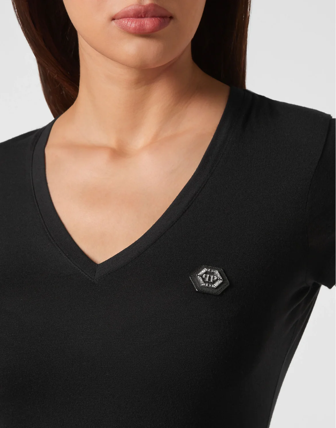 T-shirt V-Neck Sexy Pure Fit Hexagon, цвет: Черный