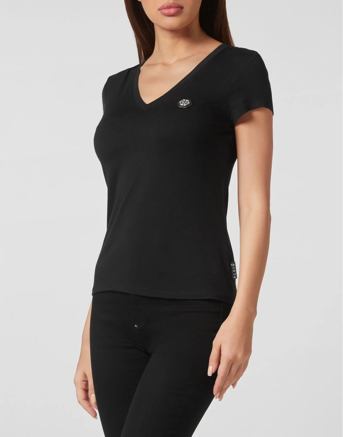 T-shirt V-Neck Sexy Pure Fit Hexagon, цвет: Черный