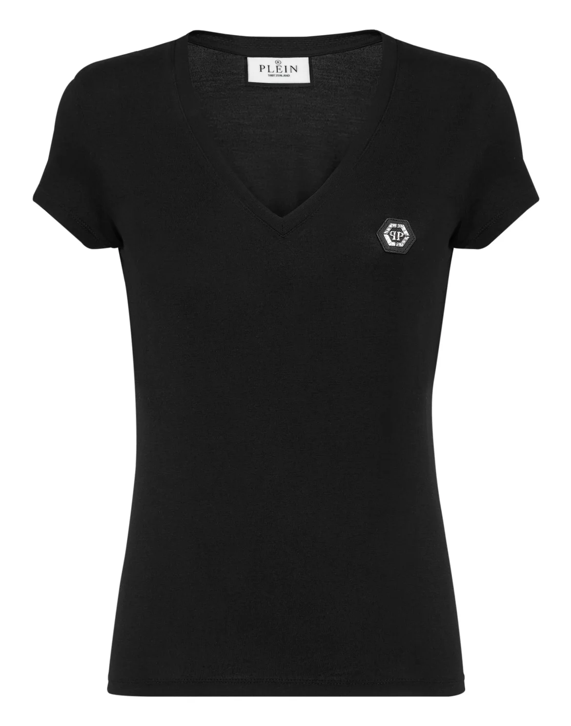 T-shirt V-Neck Sexy Pure Fit Hexagon, цвет: Черный