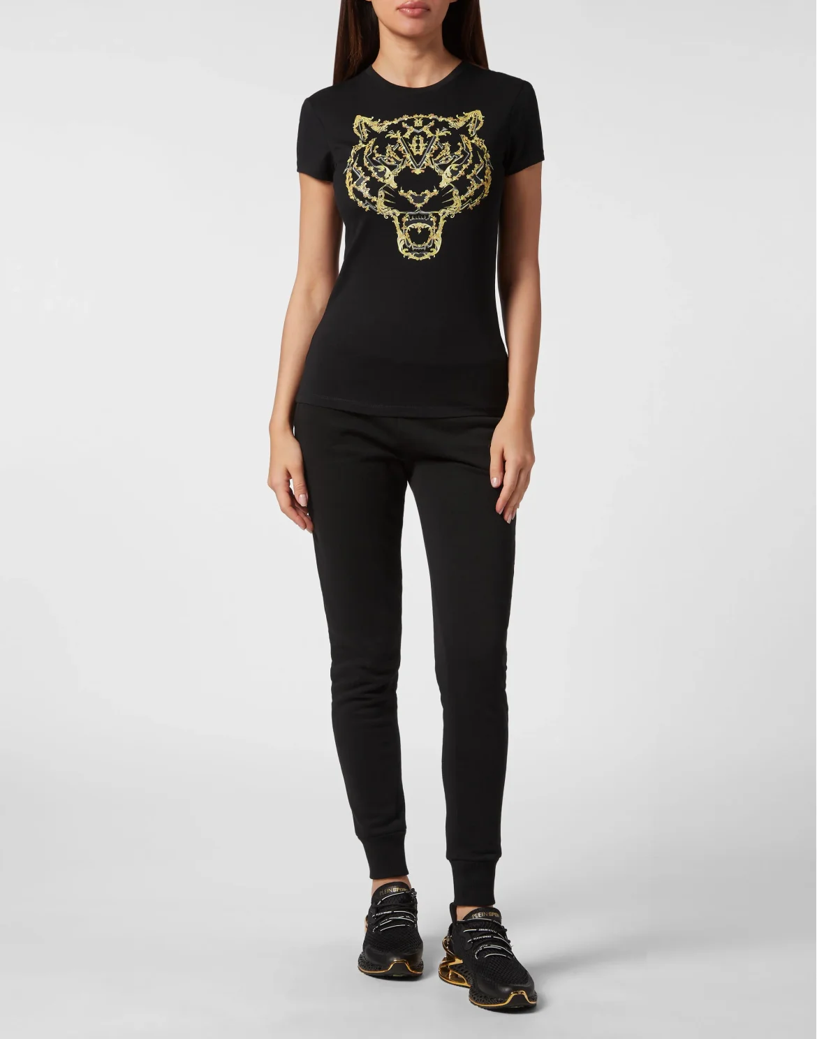 T-shirt Round Neck Sexy Pure Fit Tiger, цвет: Черный