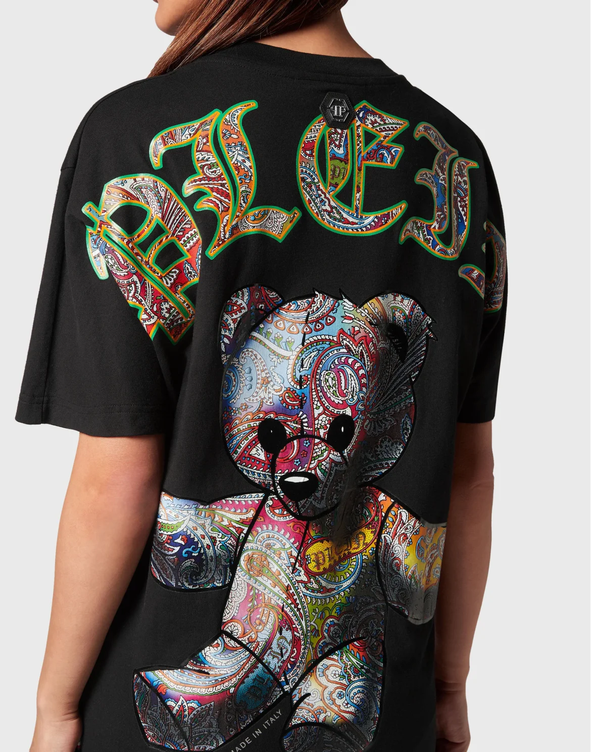T-shirt Round Neck SS Paisley Teddy Bear, цвет: Черный