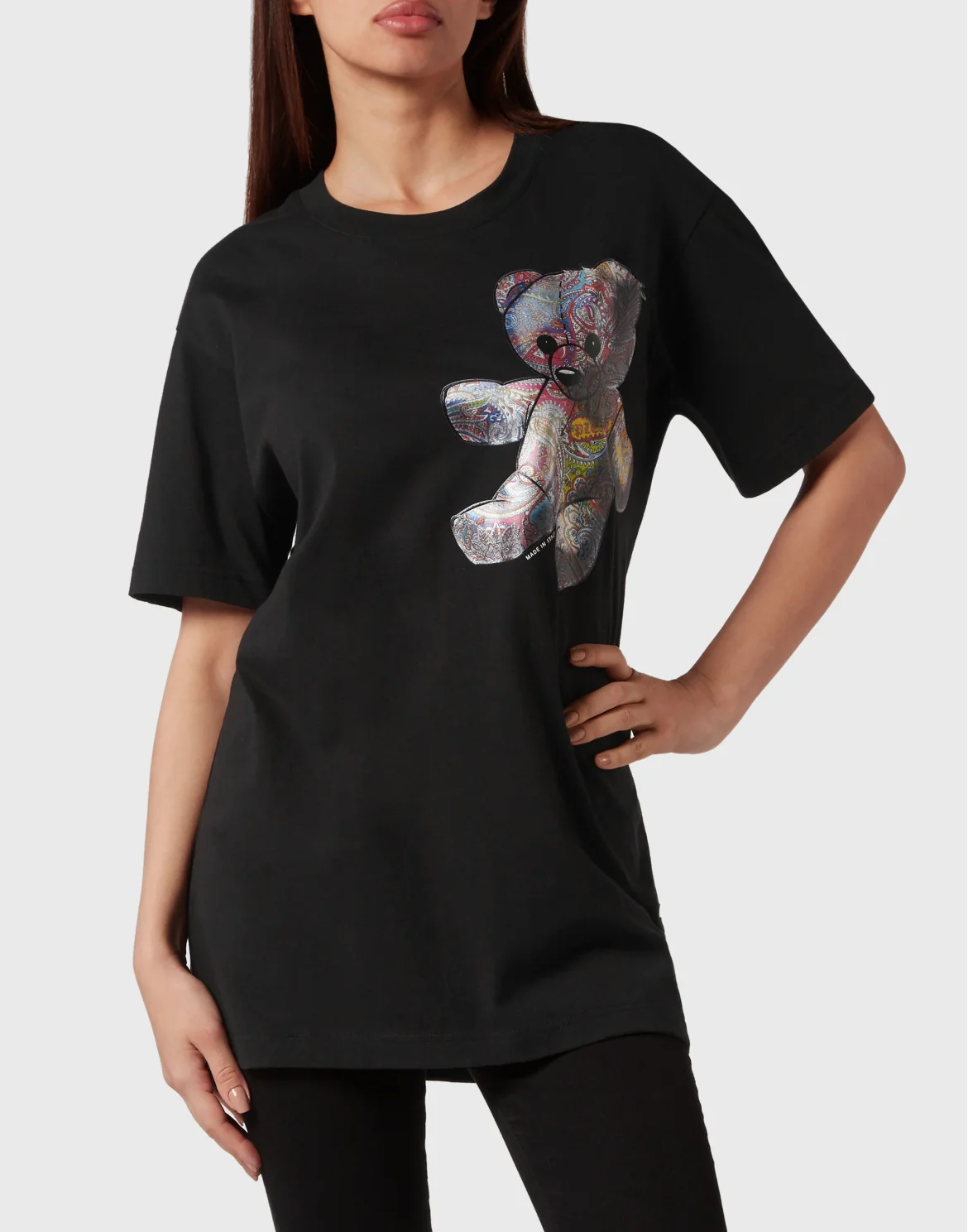 T-shirt Round Neck SS Paisley Teddy Bear, цвет: Черный