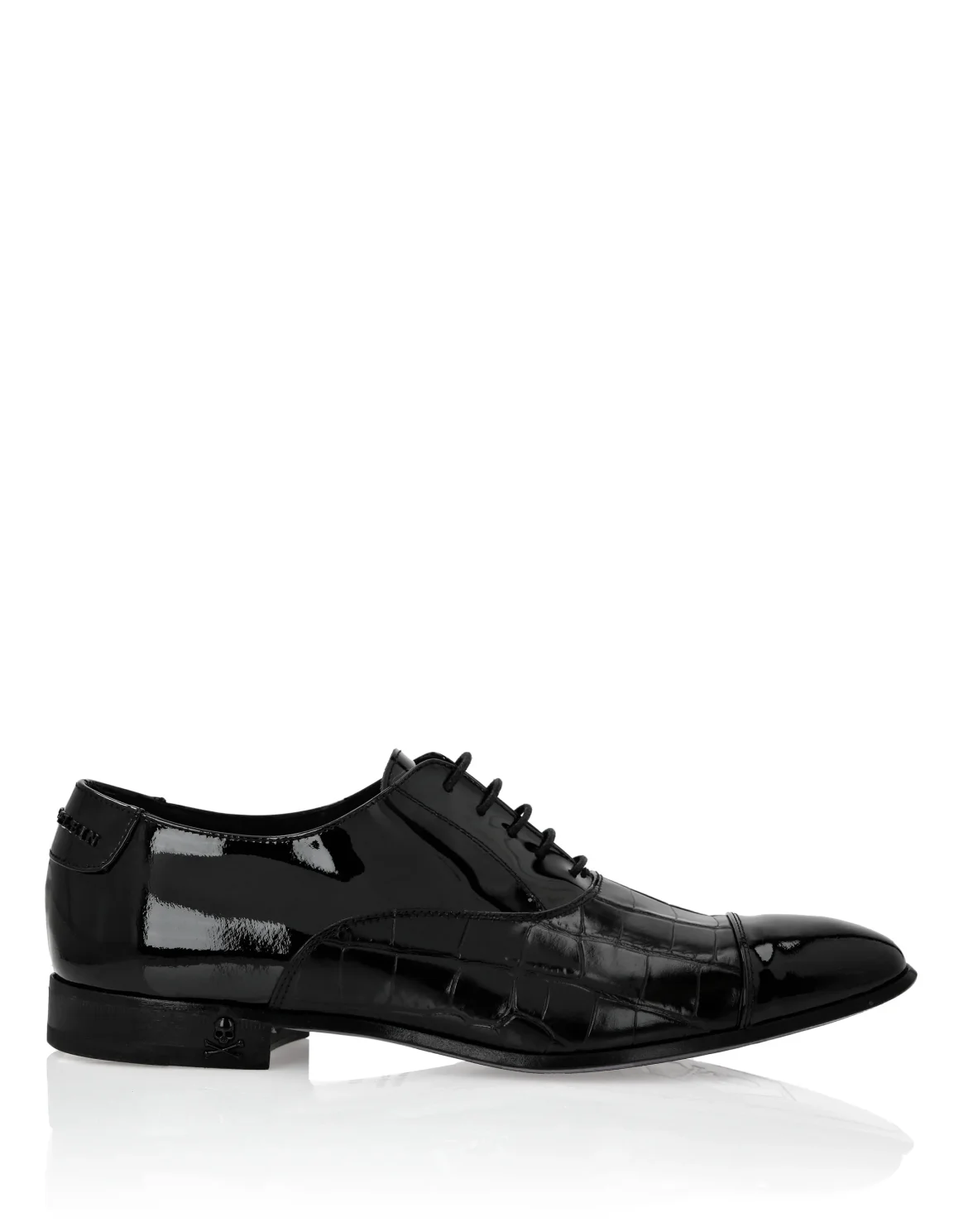 Patent Leather & Croco Effect Derby, цвет: Черный