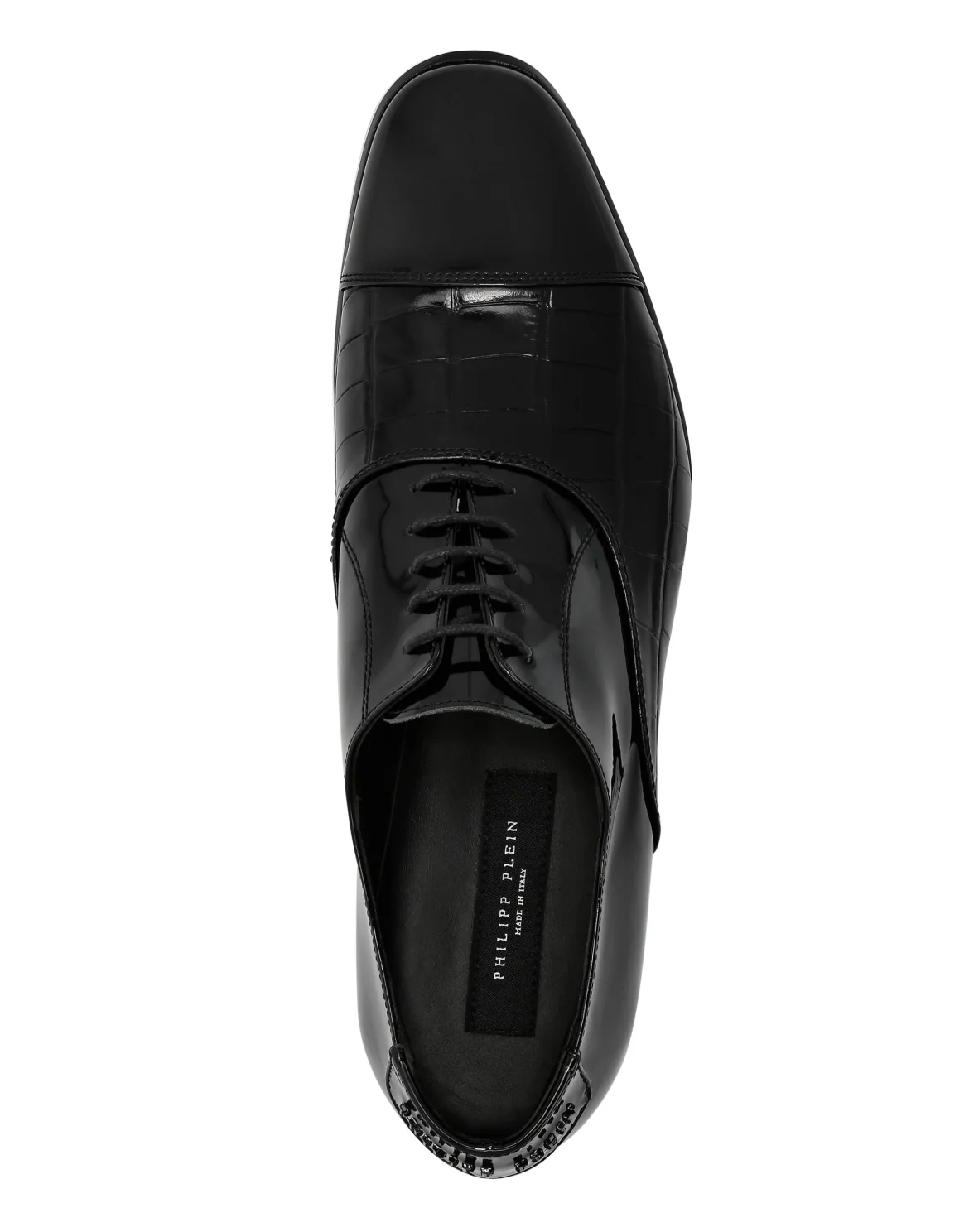 Patent Leather & Croco Effect Derby, цвет: Черный