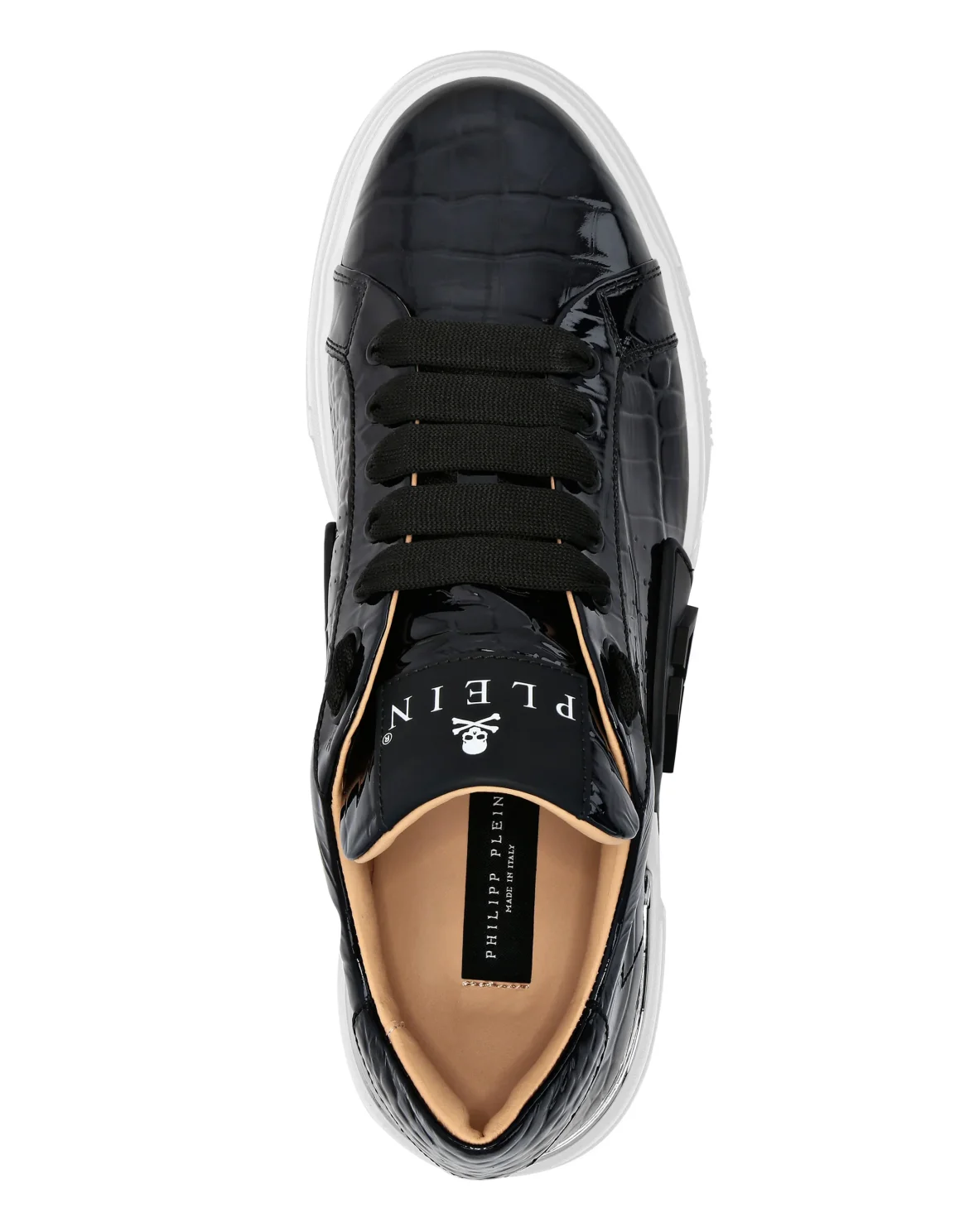 Croco Effect Lo-Top Sneakers, цвет: Черный