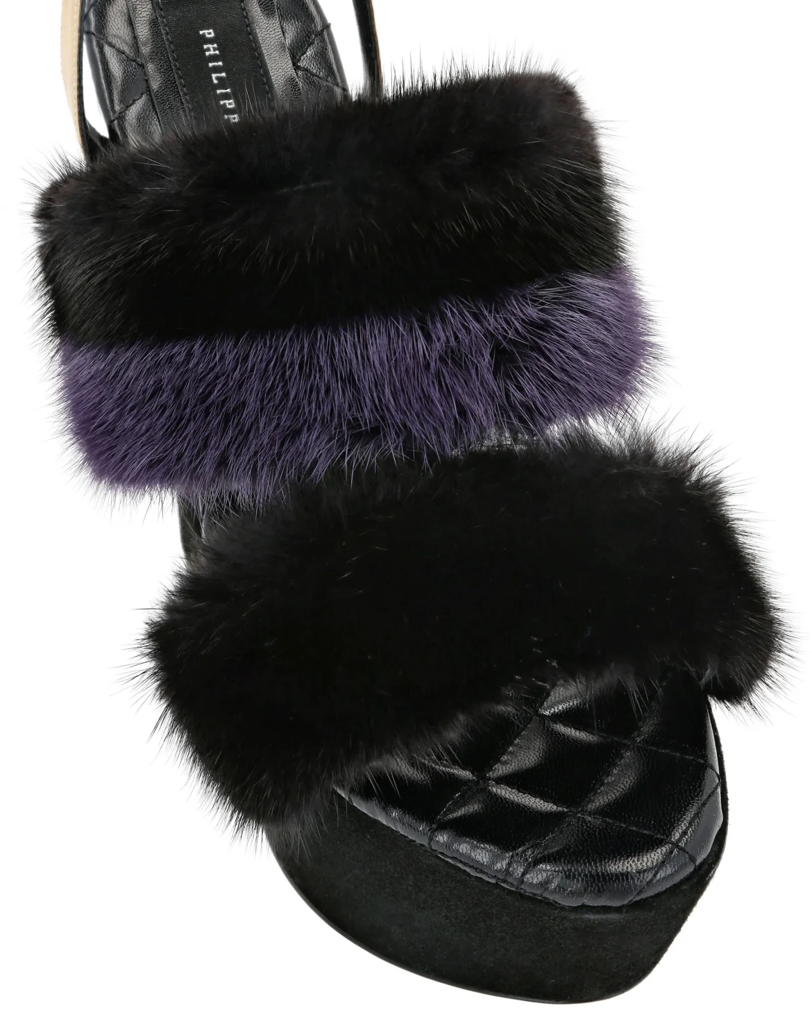 Platform Sandals High Heels With Real Fur, цвет: Черный