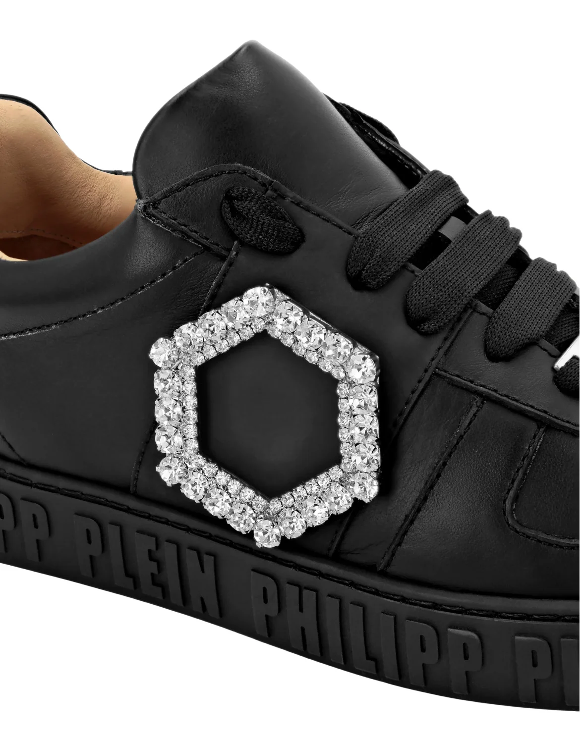 Leather Lo-Top Sneakers, цвет: Черный