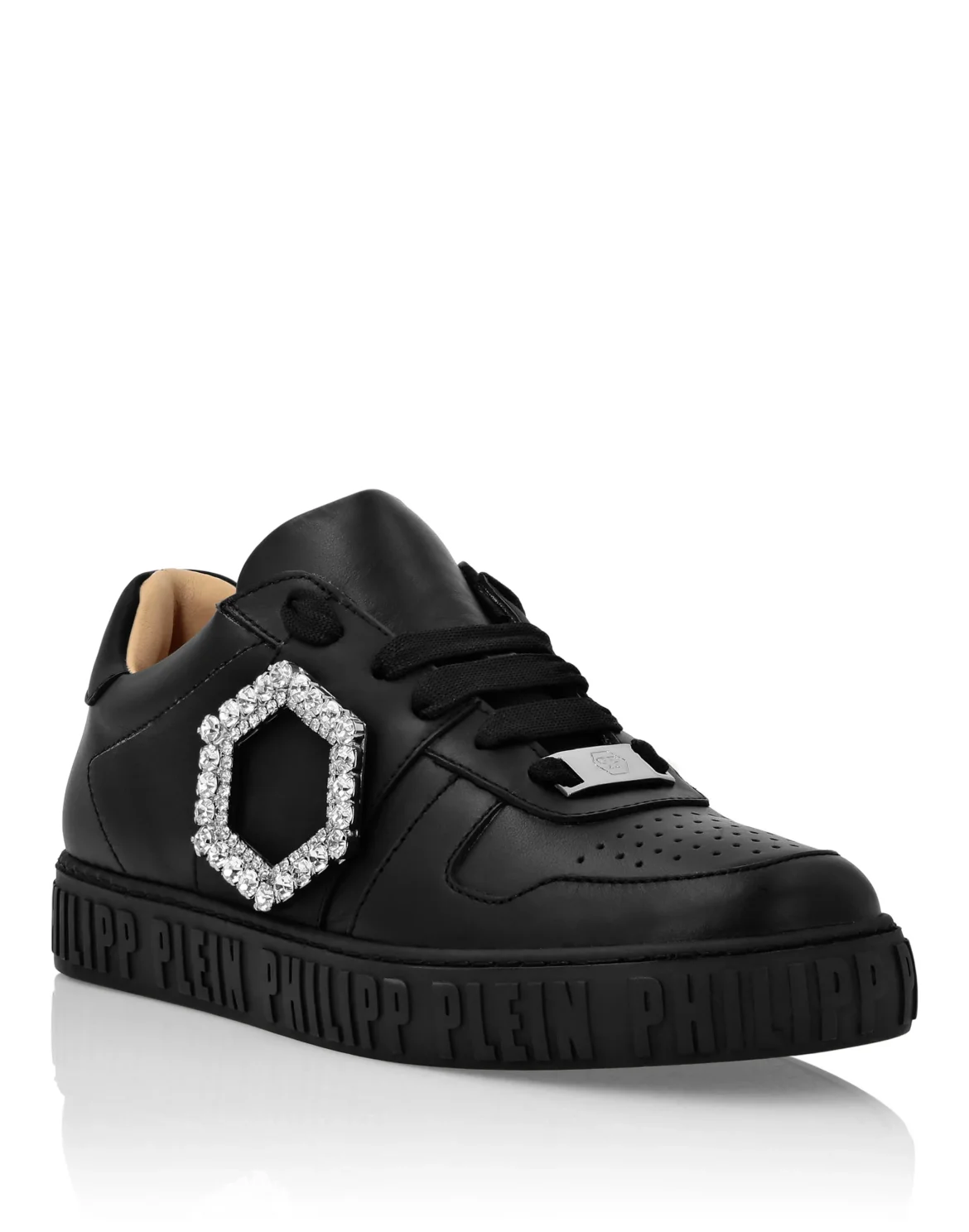 Leather Lo-Top Sneakers, цвет: Черный