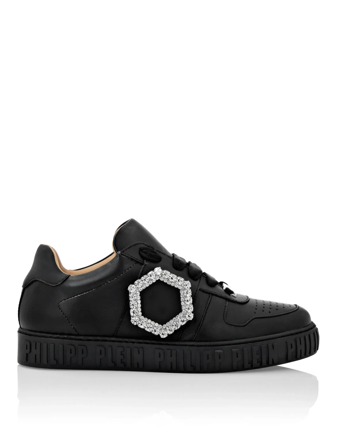 Leather Lo-Top Sneakers, цвет: Черный