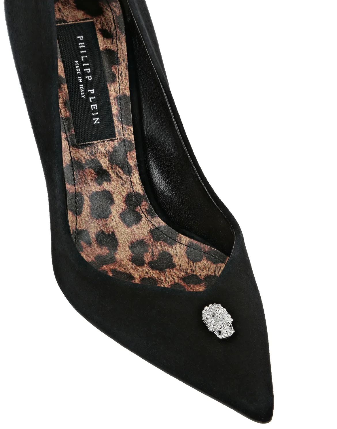 Suede Decollete Hi-Heels Crystal Skull, цвет: Черный