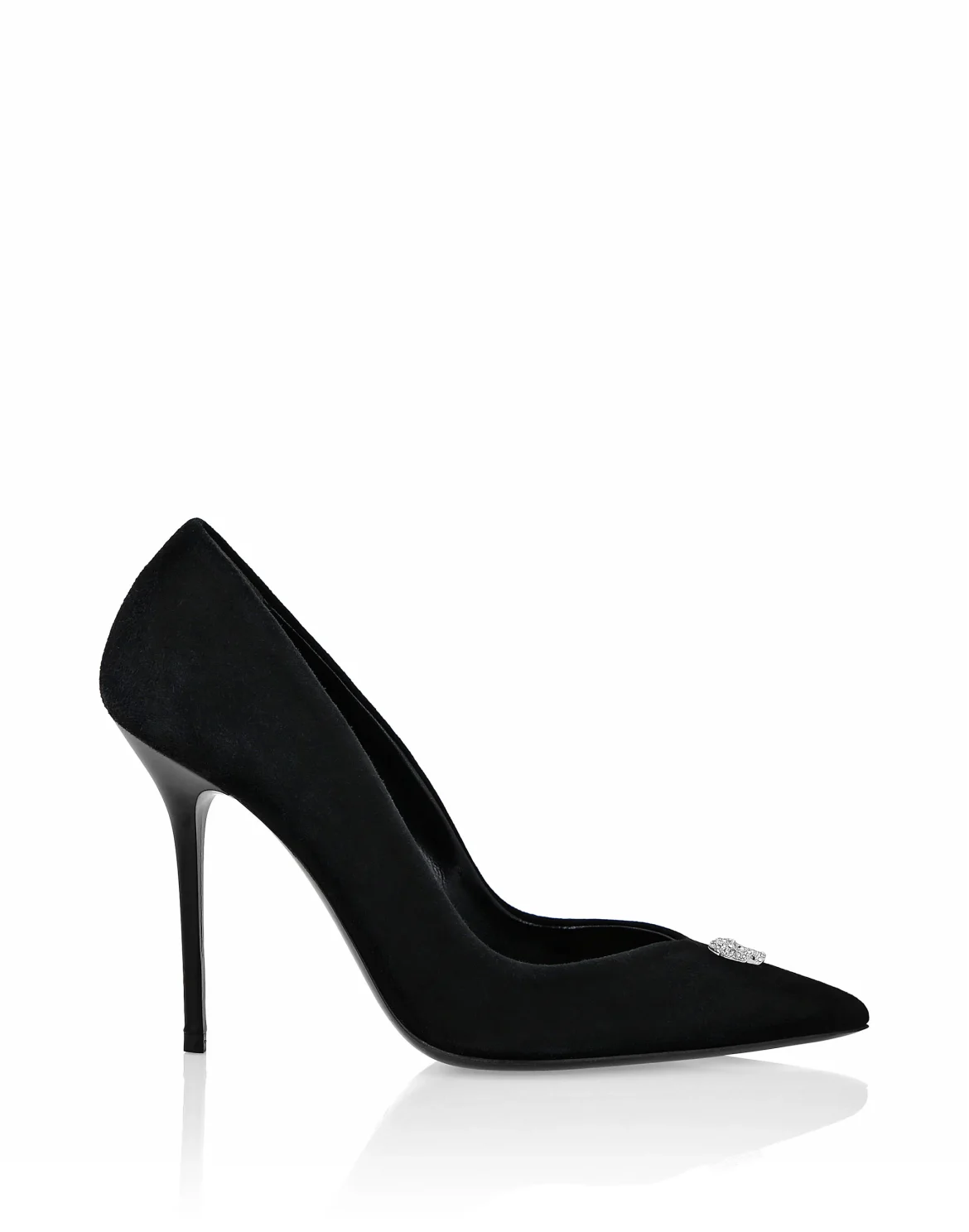 Suede Decollete Hi-Heels Crystal Skull, цвет: Черный