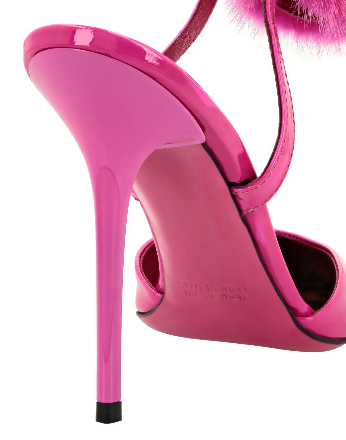 Patent Leather & Real Fur Decollete Mid-Heels Crystal Skull, цвет: Розовый