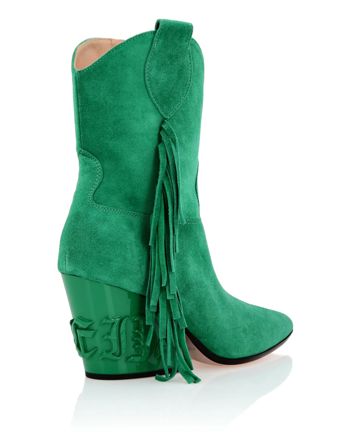 Suede Boots Mid Heels Cowboy, цвет: Зеленый