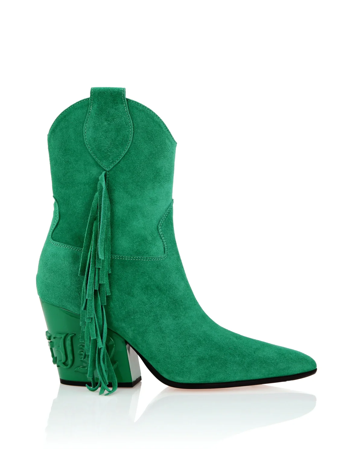 Suede Boots Mid Heels Cowboy, цвет: Зеленый
