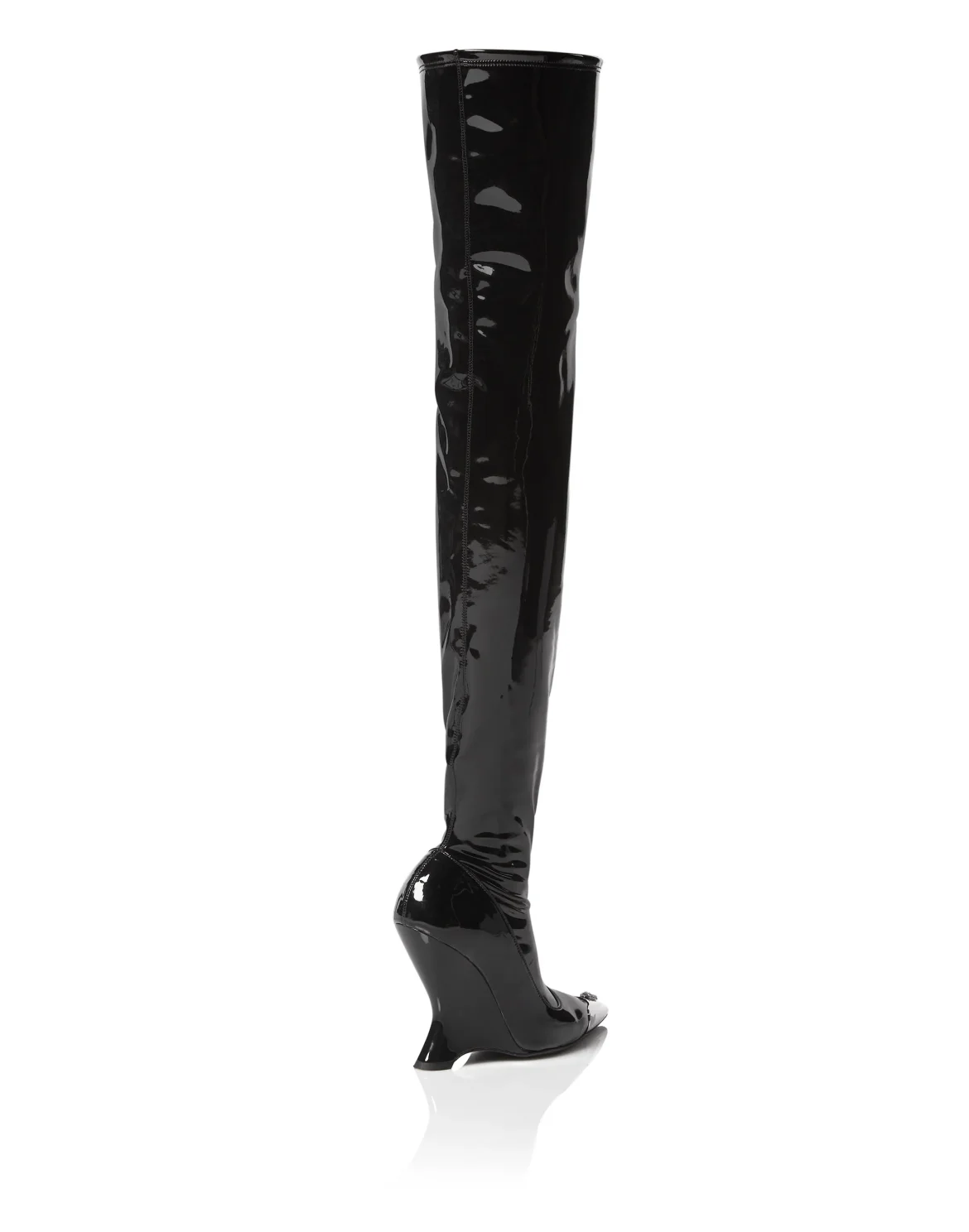 Latex Boots Low Heels Overknee, цвет: Черный