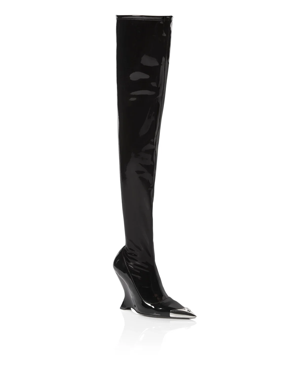 Latex Boots Low Heels Overknee, цвет: Черный