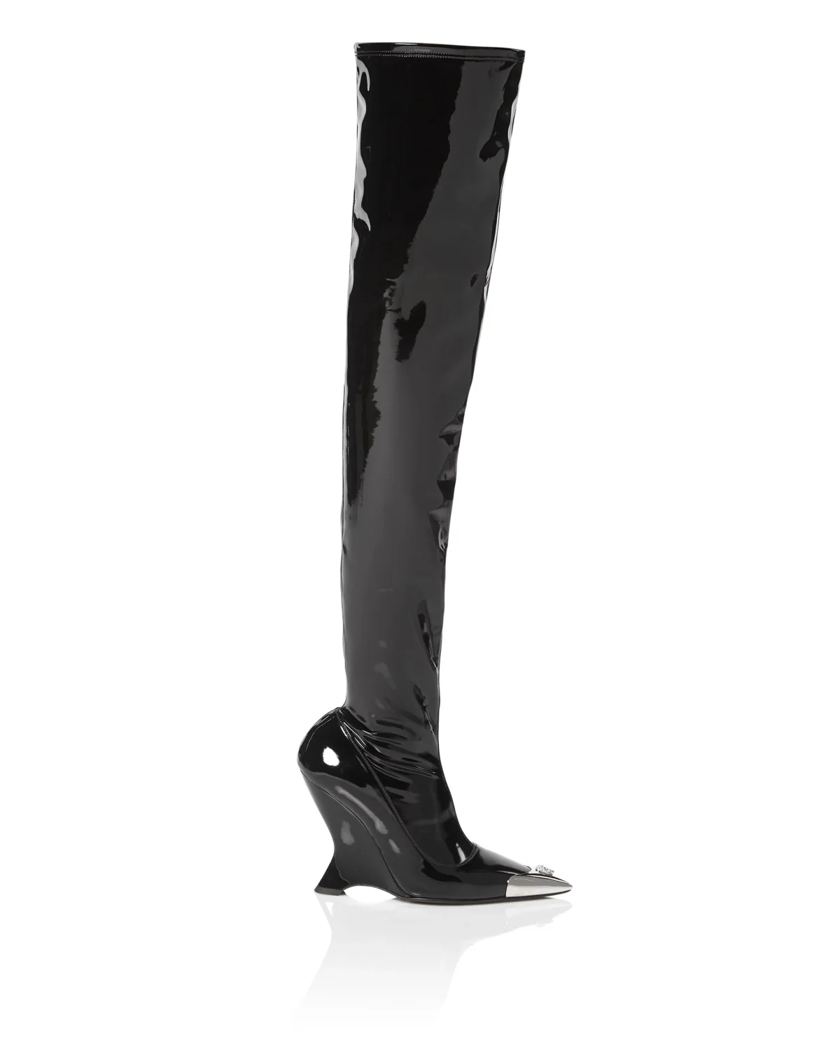 Latex Boots Low Heels Overknee, цвет: Черный
