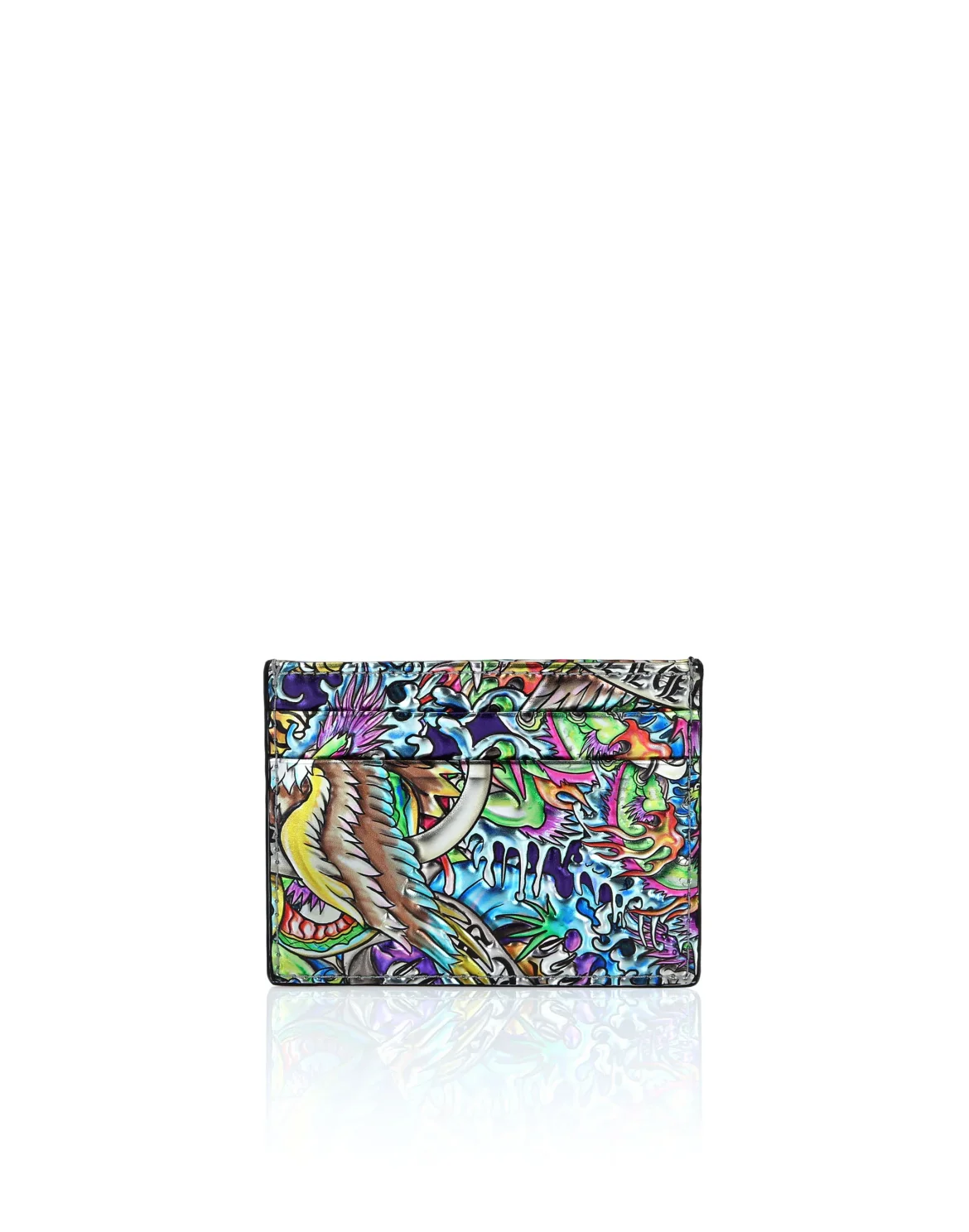 Mirror Leather Credit Cards Holder Tattoo, цвет: Серебристый
