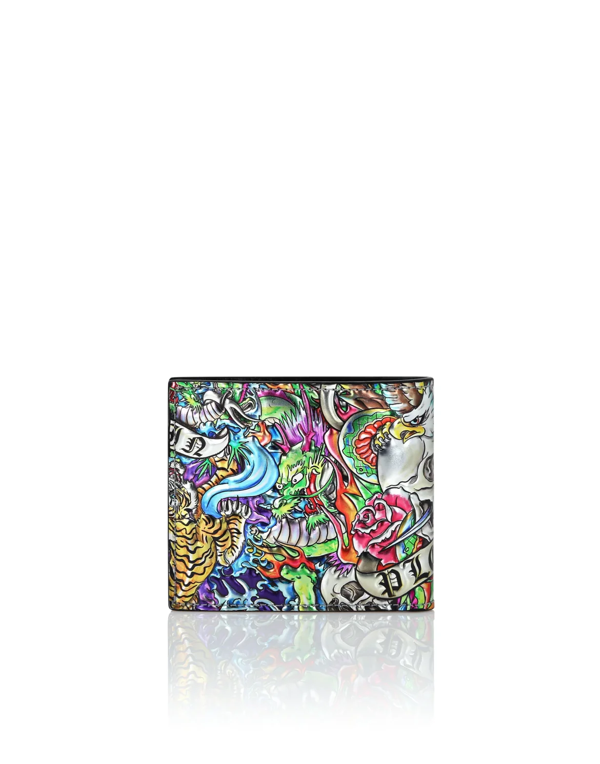 Mirror Leather French Wallet Tattoo, цвет: Серебристый