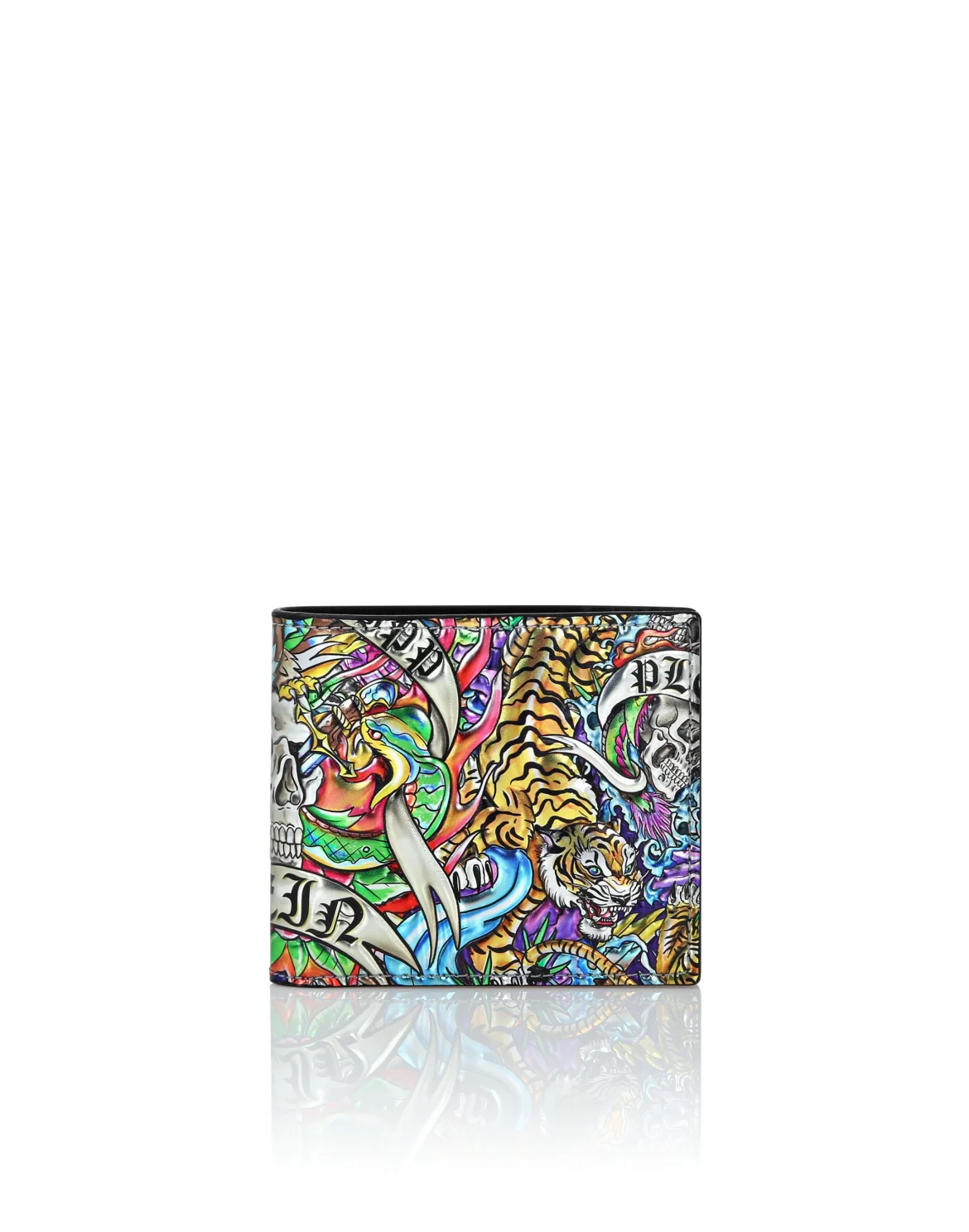 Mirror Leather French Wallet Tattoo, цвет: Серебристый