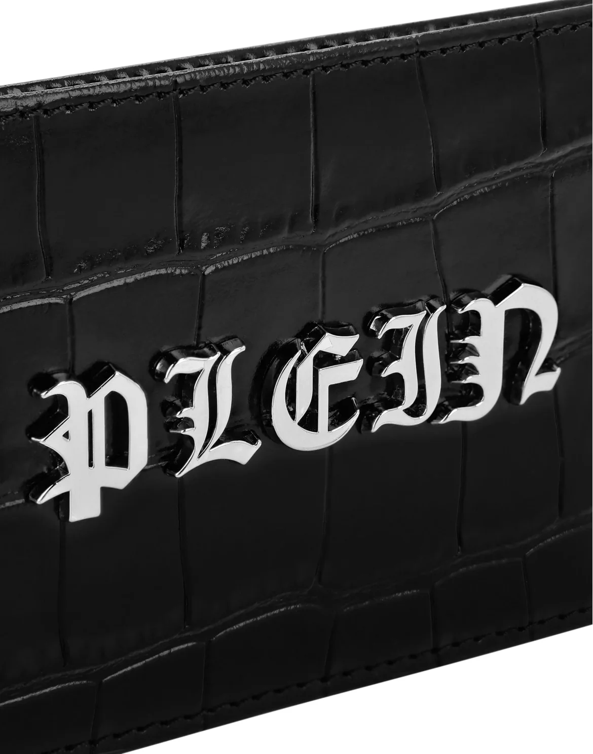 Crocco Printed Leather Credit Cards Holder Gothic Plein, цвет: Черный