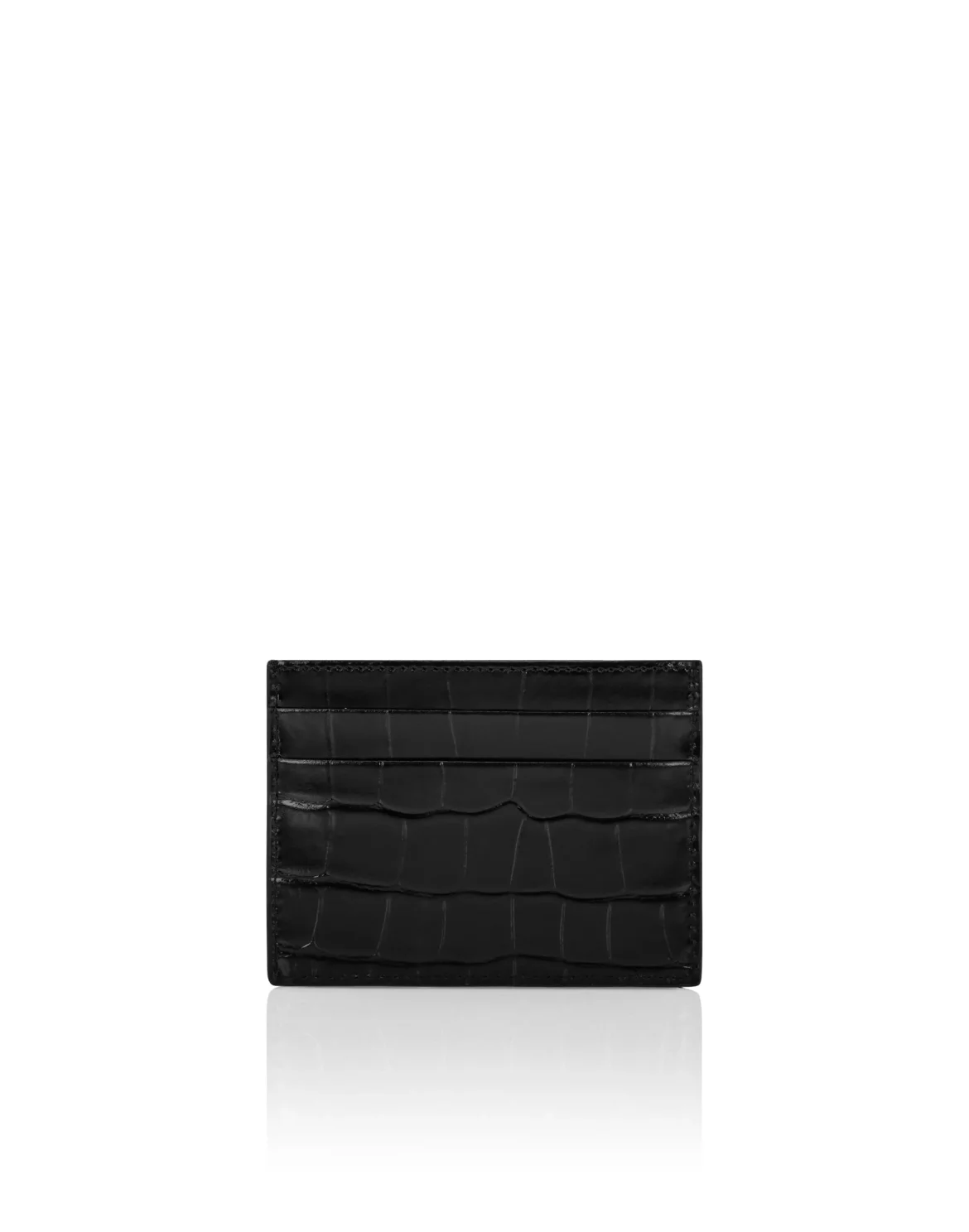 Crocco Printed Leather Credit Cards Holder Gothic Plein, цвет: Черный
