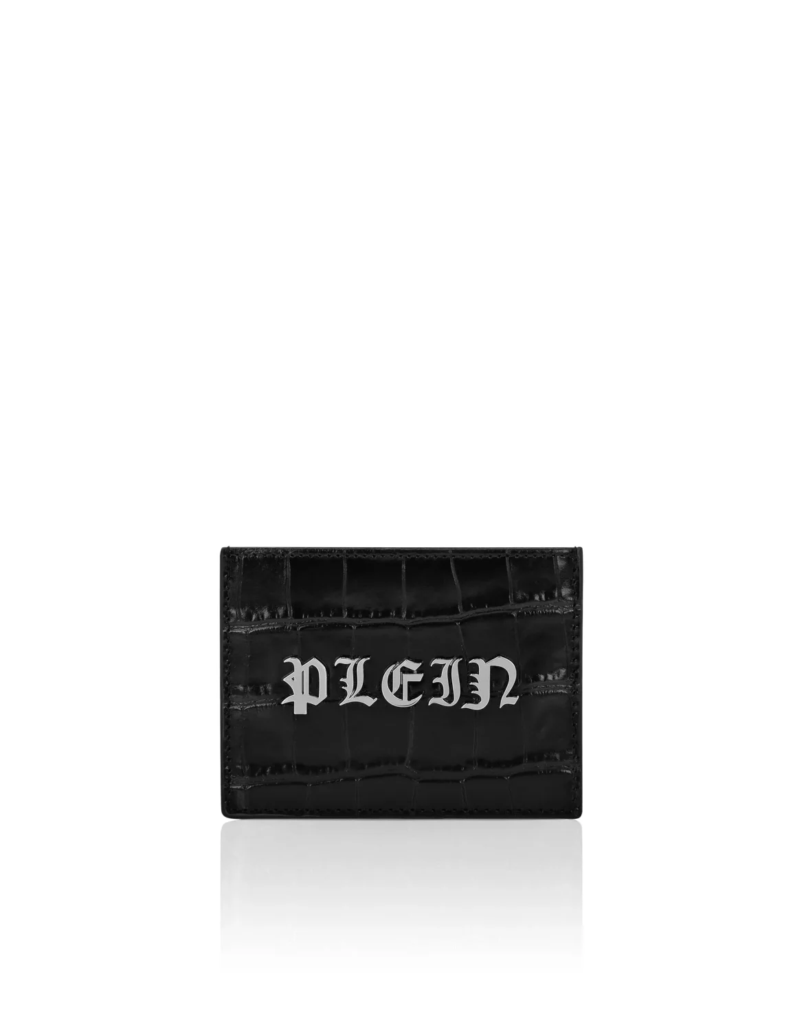 Crocco Printed Leather Credit Cards Holder Gothic Plein, цвет: Черный