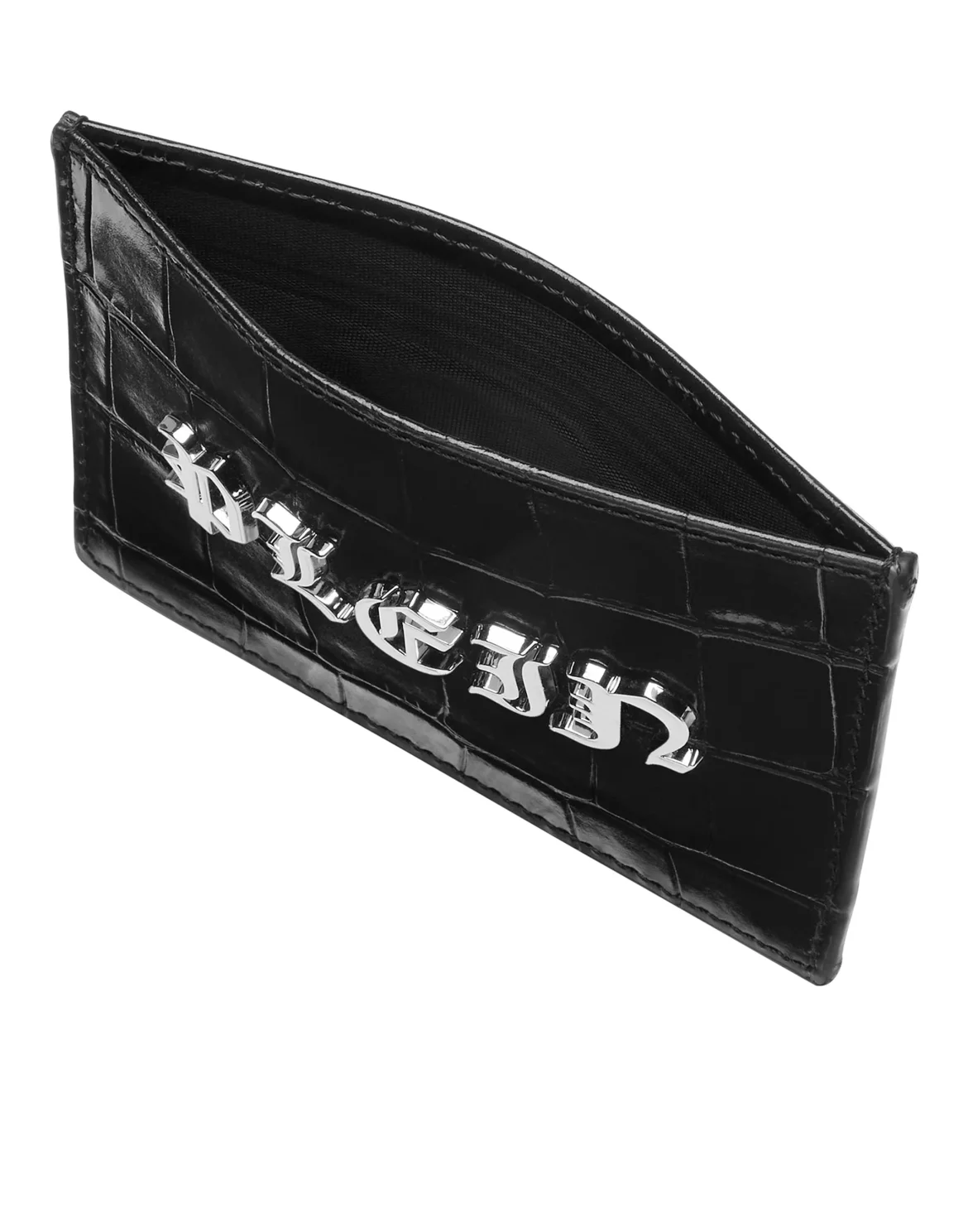 Crocco Printed Leather Credit Cards Holder Gothic Plein, цвет: Черный