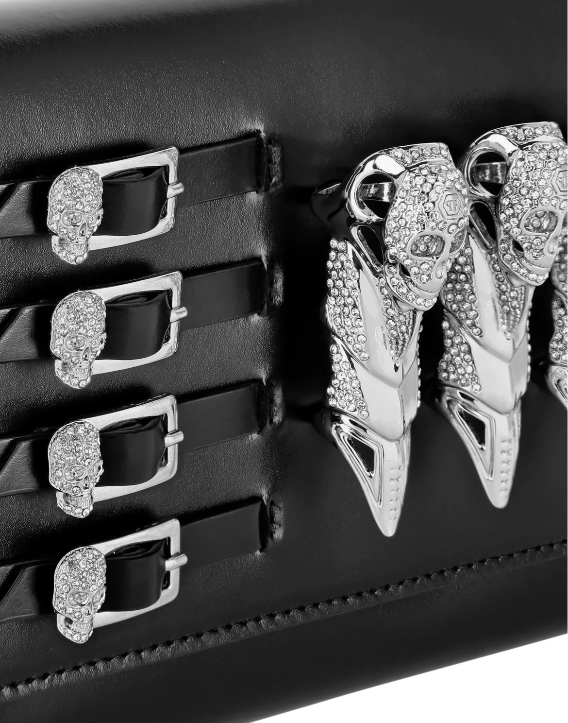Small Leather Clutch Eagle Belts Skull, цвет: Черный