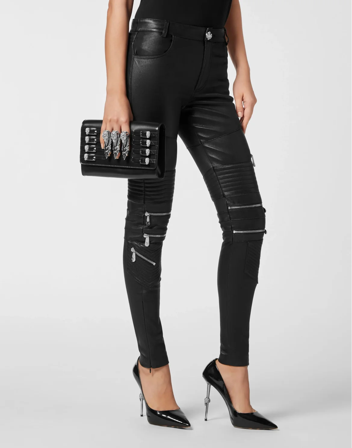 Small Leather Clutch Eagle Belts Skull, цвет: Черный