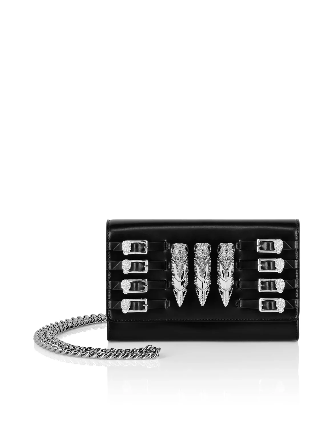 Small Leather Clutch Eagle Belts Skull, цвет: Черный