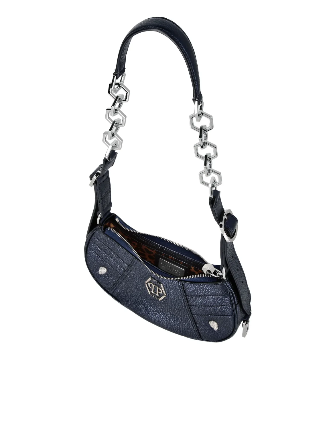 Deer Embossed Shimmer Leather Shoulder Bag, цвет: Синий