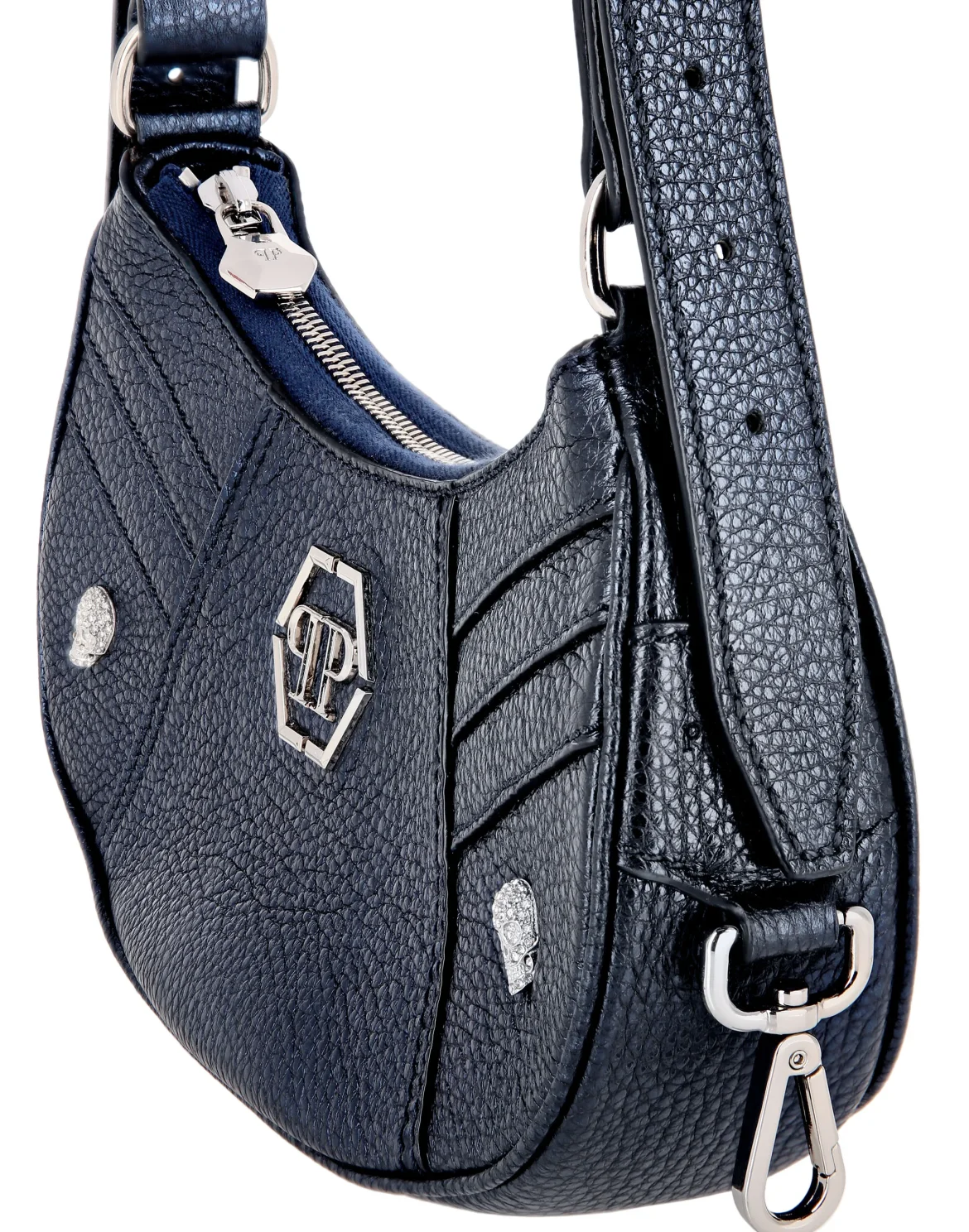 Deer Embossed Shimmer Leather Shoulder Bag, цвет: Синий