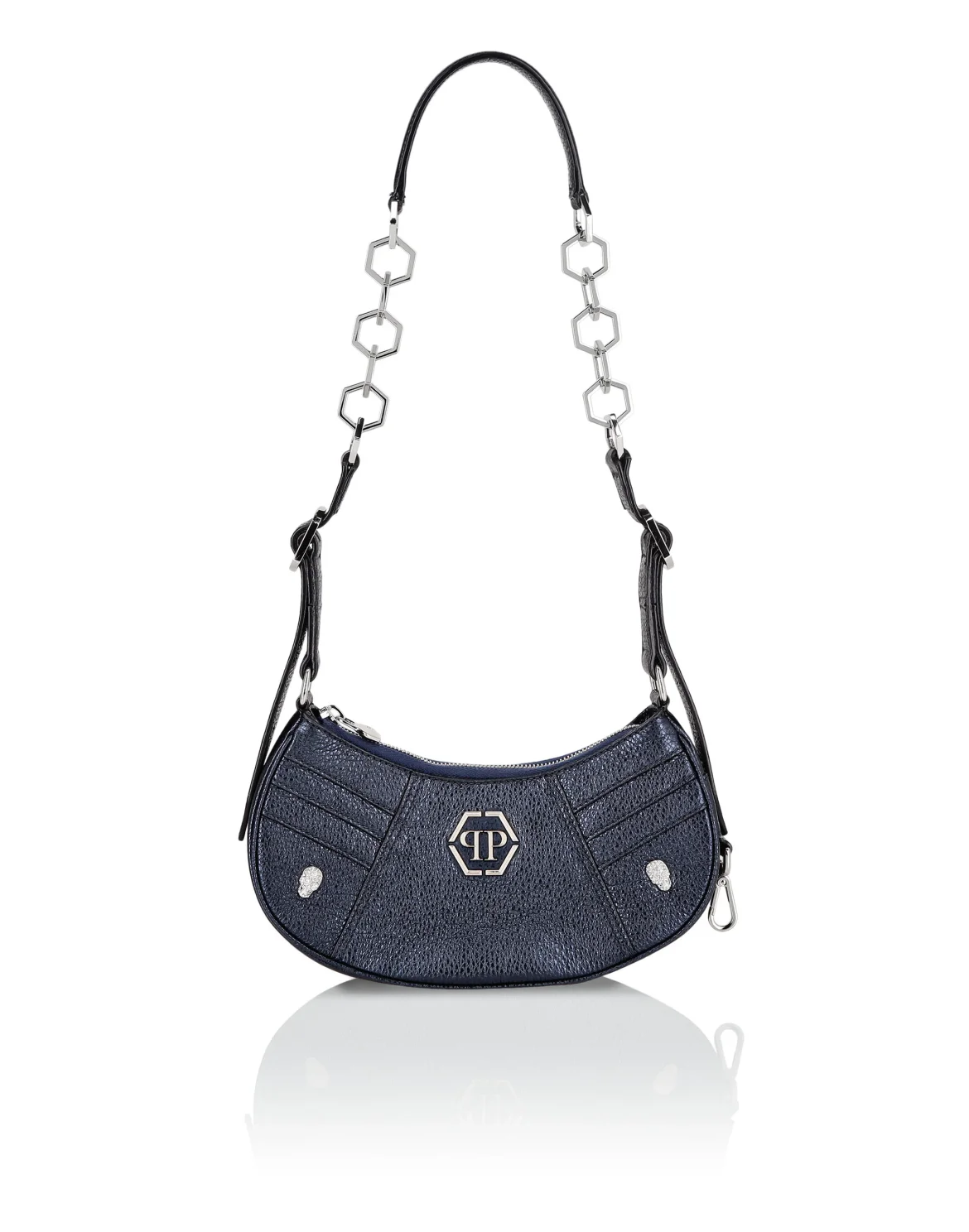Deer Embossed Shimmer Leather Shoulder Bag, цвет: Синий